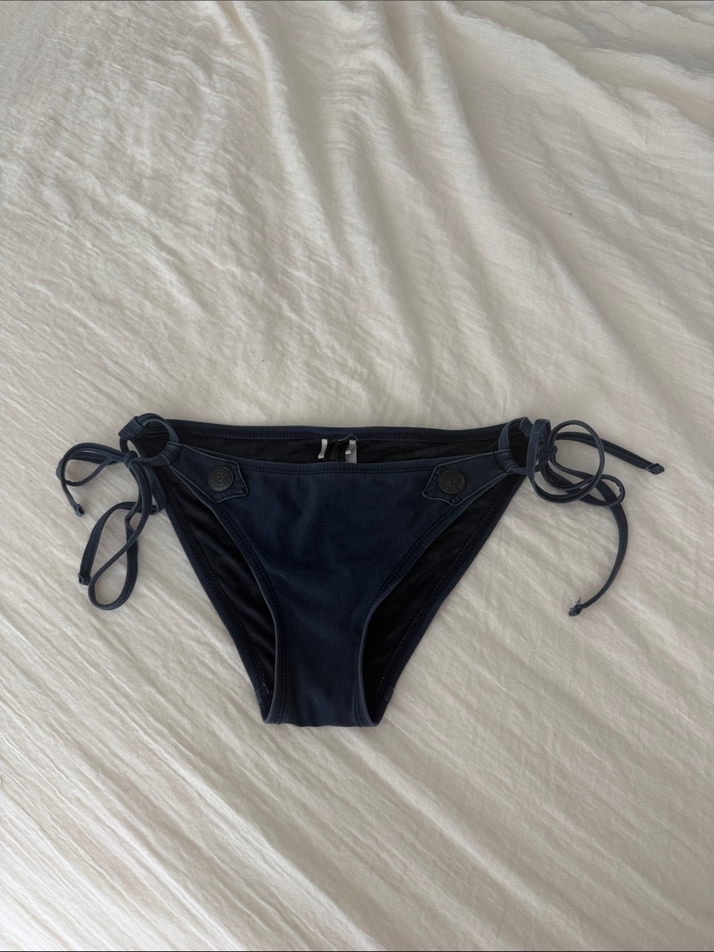 True Religion Navy Side-Tie Bikini Bottoms